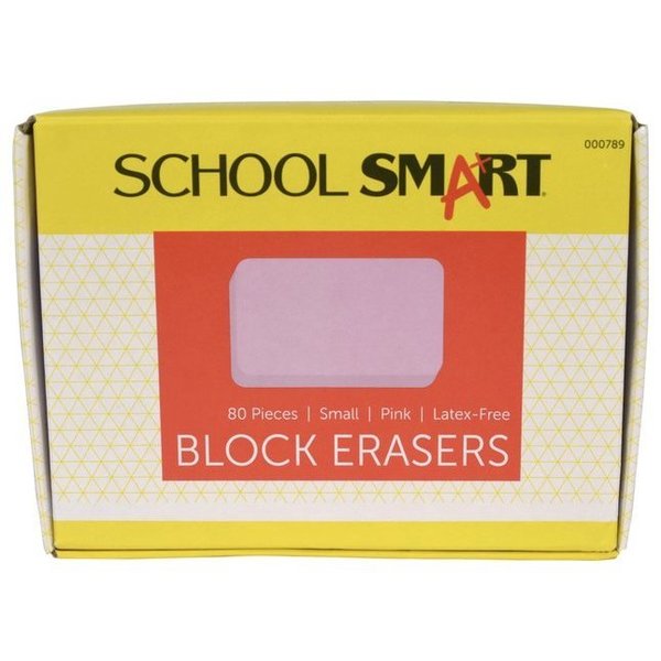 School Smart Small Pink Block Eraser, Pack of 80 PK SS000789